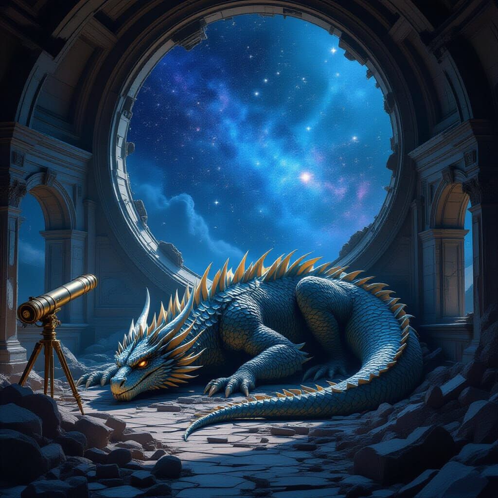 Ancient Dragon Sleeps in Ruined Observatory