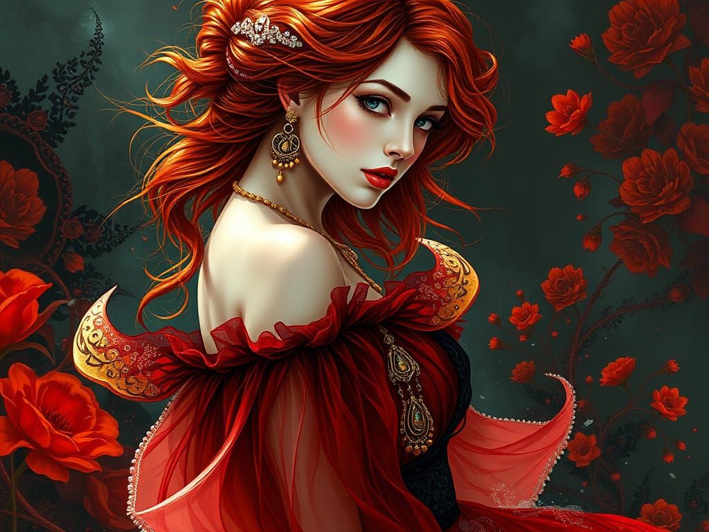 Bohemian Goddess in Dark Fantasy Setting