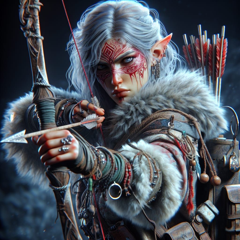 Aelirien: Her aim is as sharp as the frost that binds her.