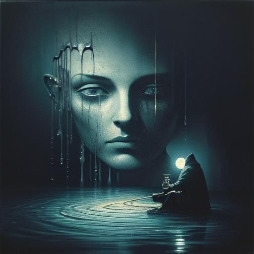 Surreal Gaze in Dimly Lit Dreamscape