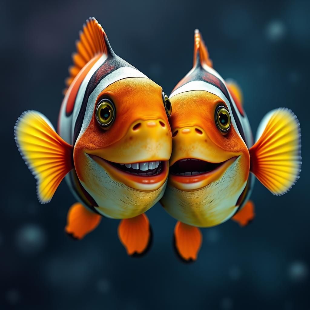Clownfish Embrace: A Fantastical Digital Painting