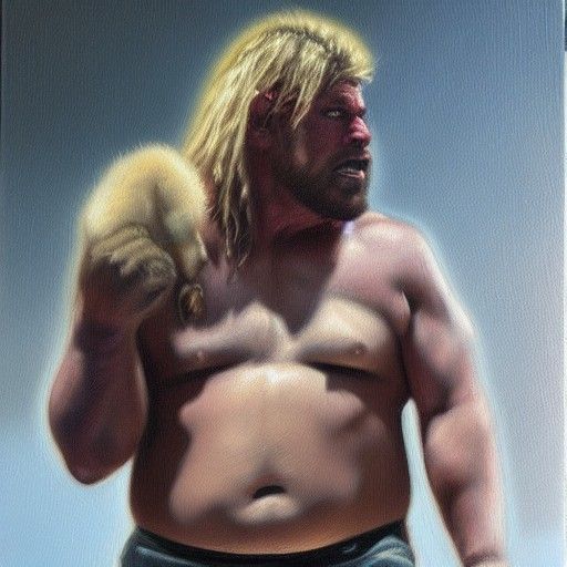 Pro Wrestler's Werewolf Secret: An Oil Painting