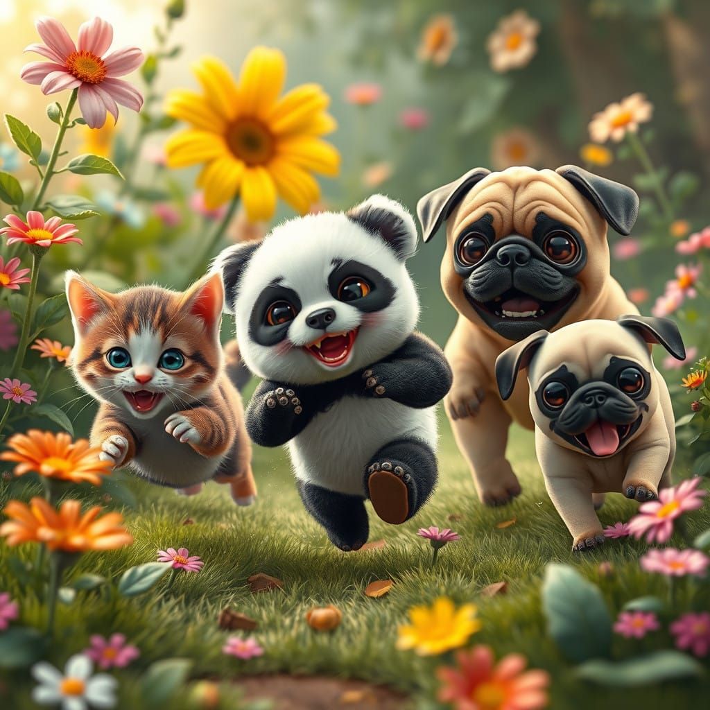 Adorable Baby Animals in Whimsical Wonderland