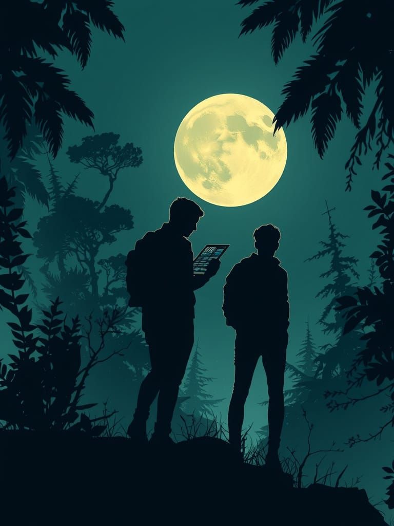 Figures Explore Data Under Moonlight