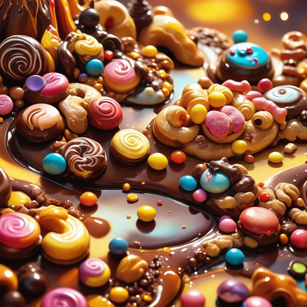 Brown Candy Land in Whimsical Art Style