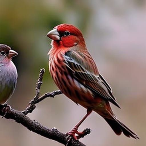 Beautiful male house finch bird with female House finch bird& Beautiful nature vibes& cute vibes