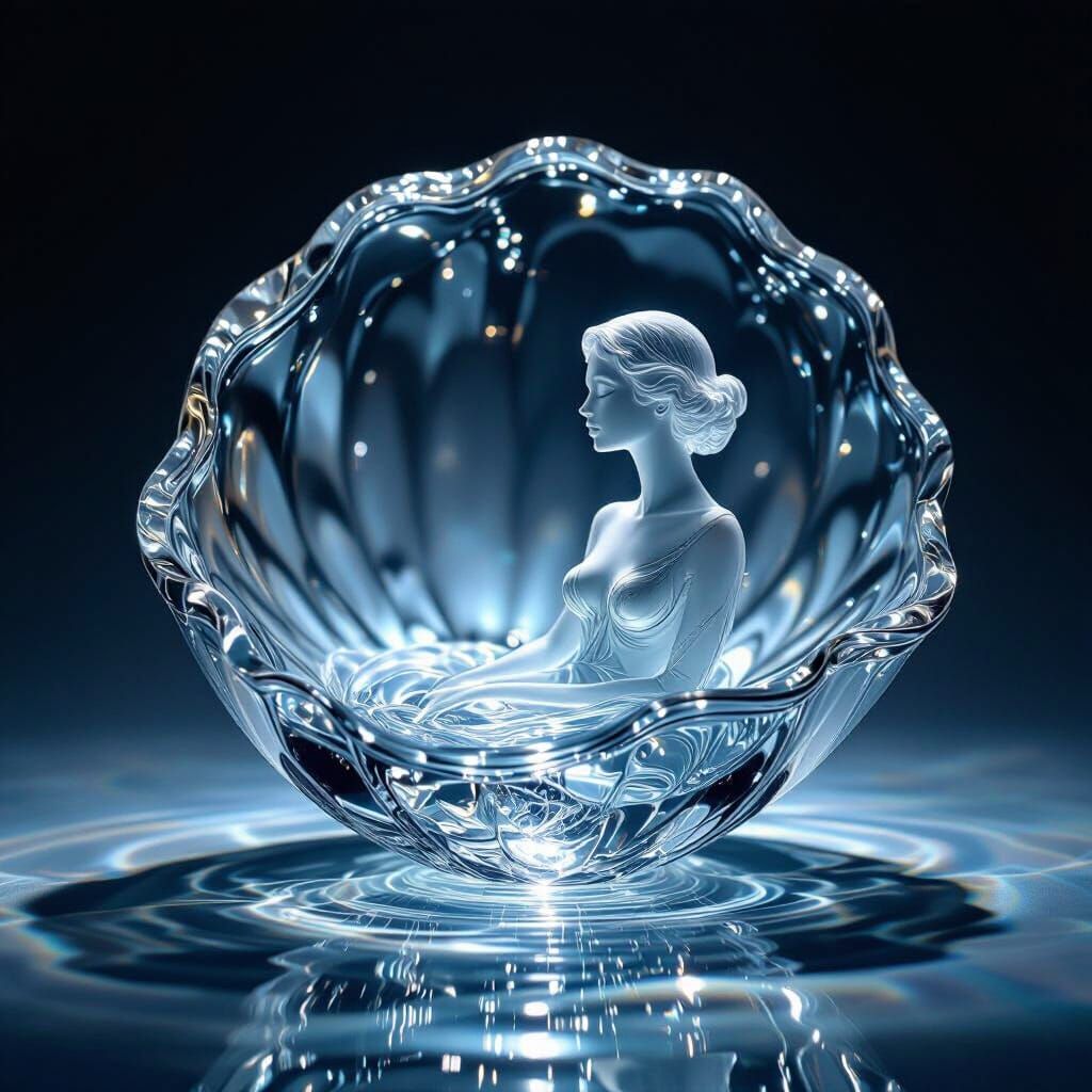 Ethereal Glass Sculpture of a Woman