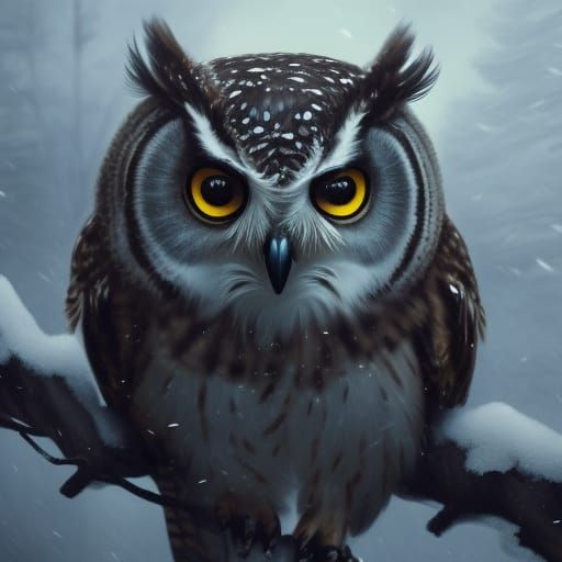 Blizzard Owl Portrait: Hyperdetailed Concept Art