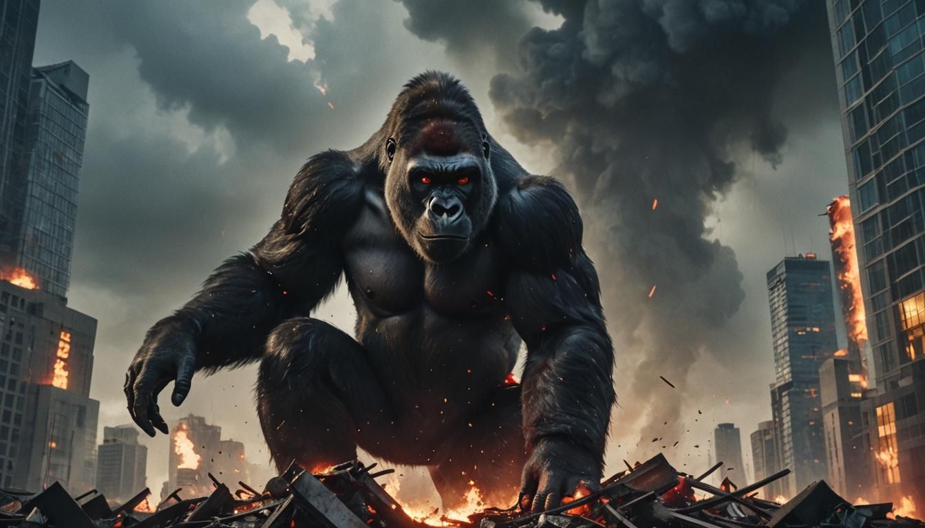 Gorilla Destroys Skyscraper with Laser Eyes