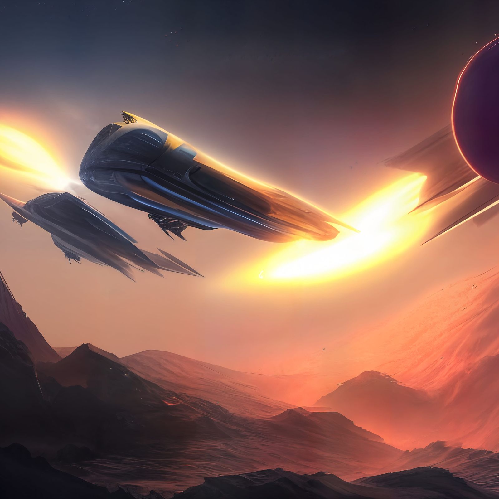 Rocket and Comet in Deep Color Fantasy Art