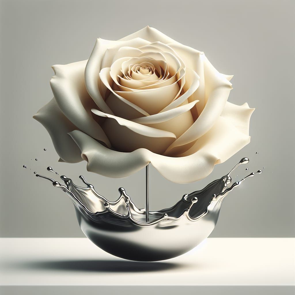 White Rose Above Silver Splash