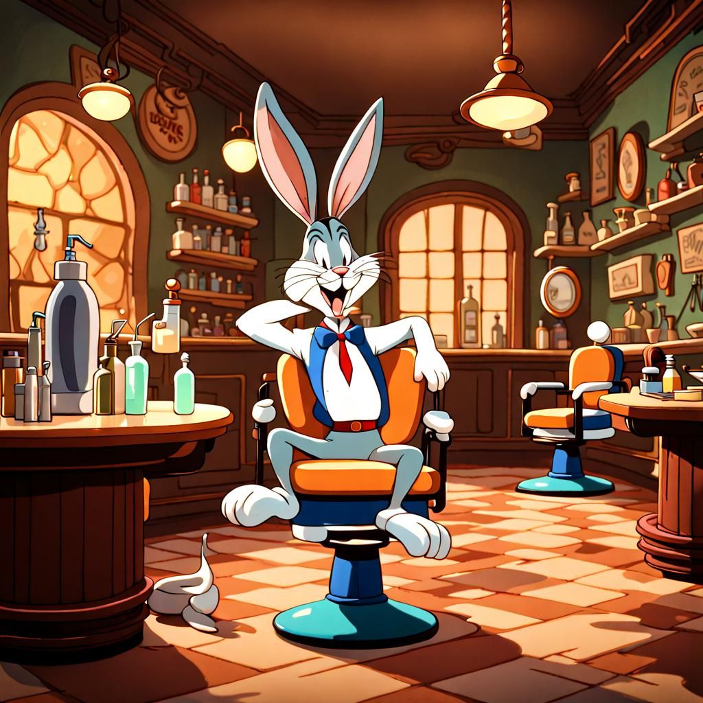 Bugs bunny at barber shop