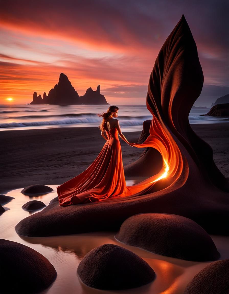 Lovers Dance on Senja: Hyperreal Velvet Sand Art