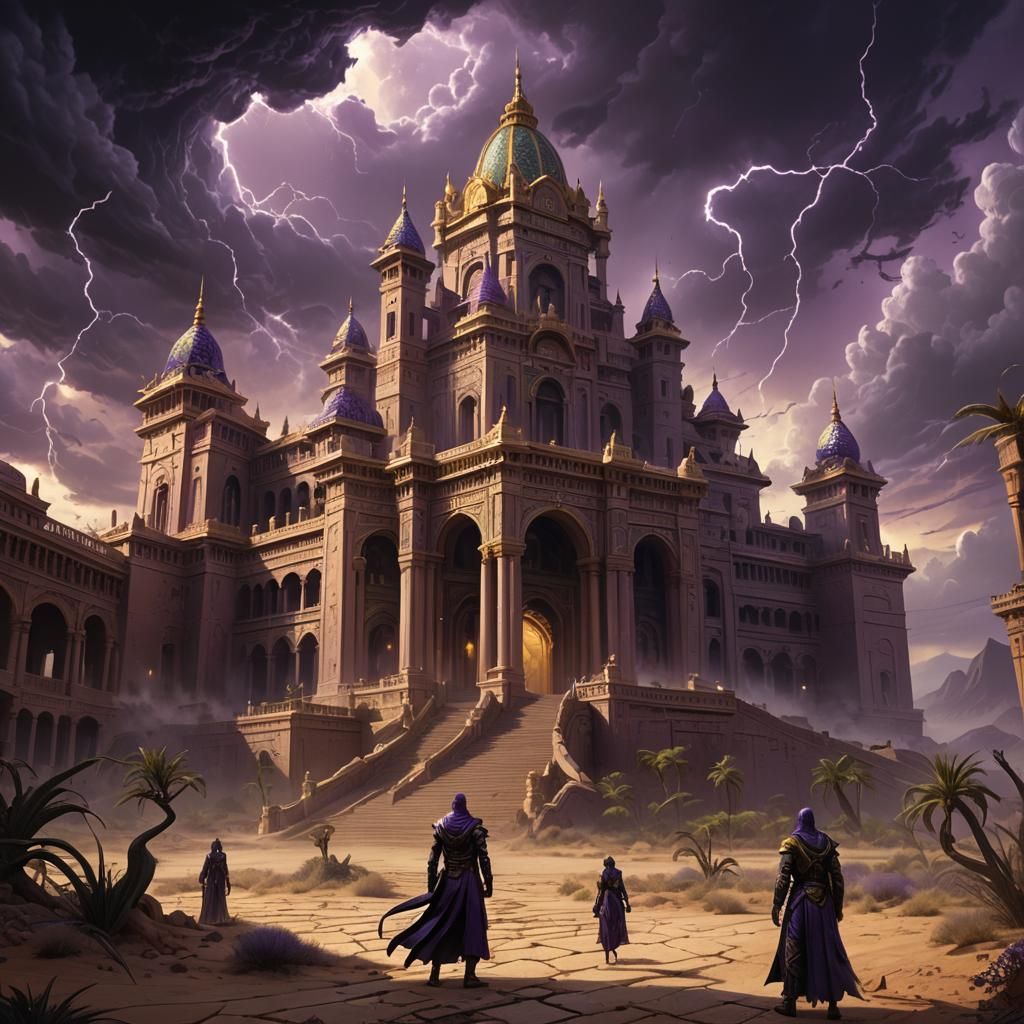 Stormy Desert Palace with Snake Guards