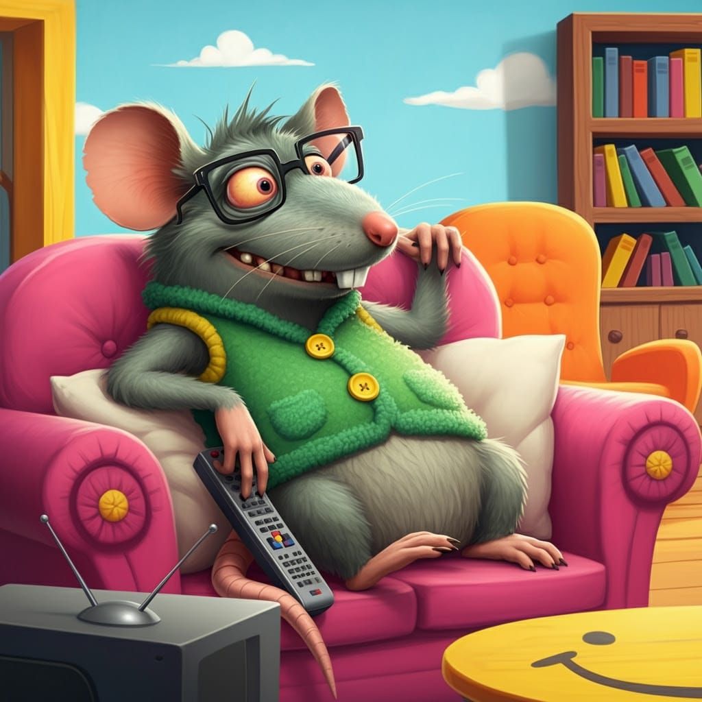 Comically Grotesque Ratfink Dominates the Sofa