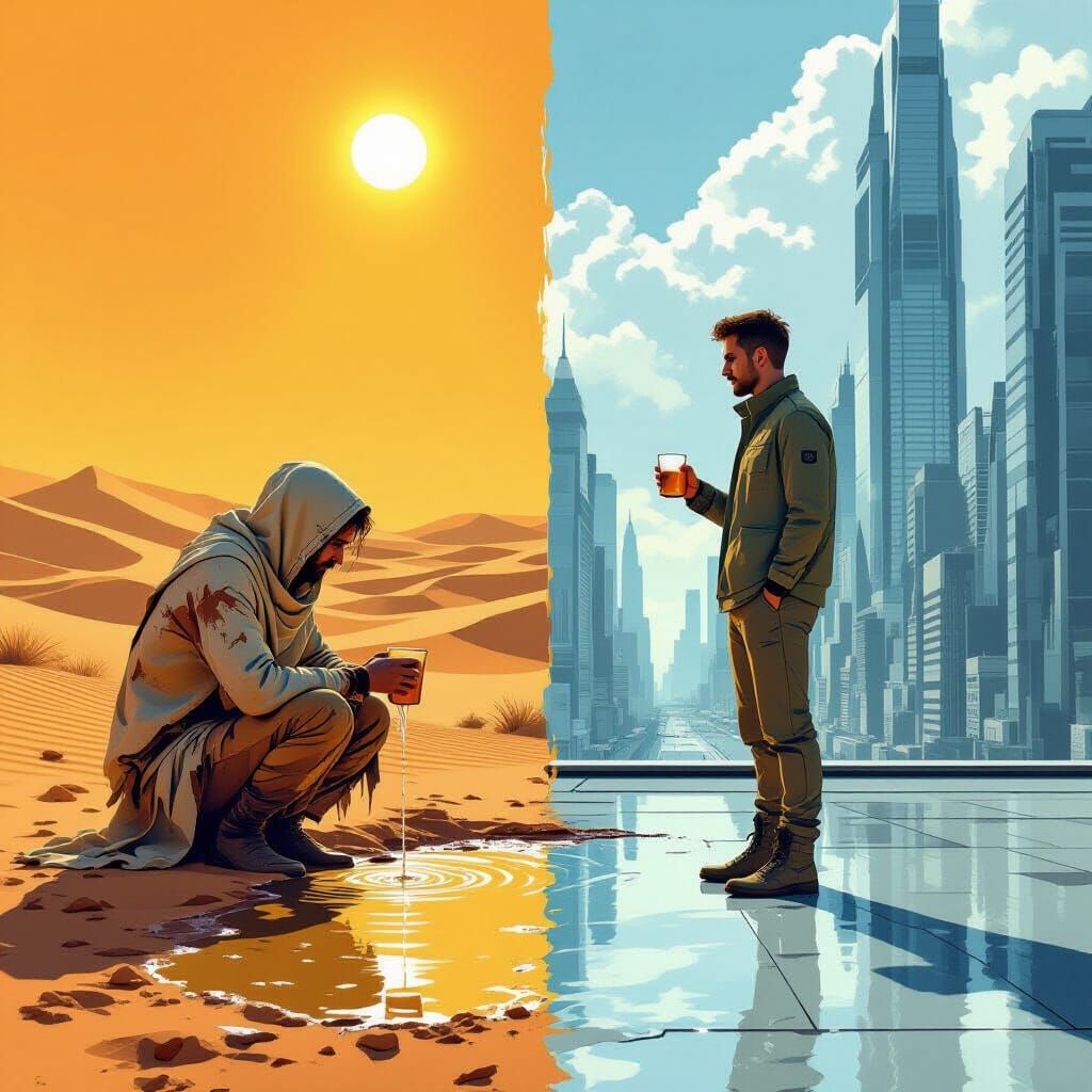 Contrasting Environments: Arid Desert vs. Modern City