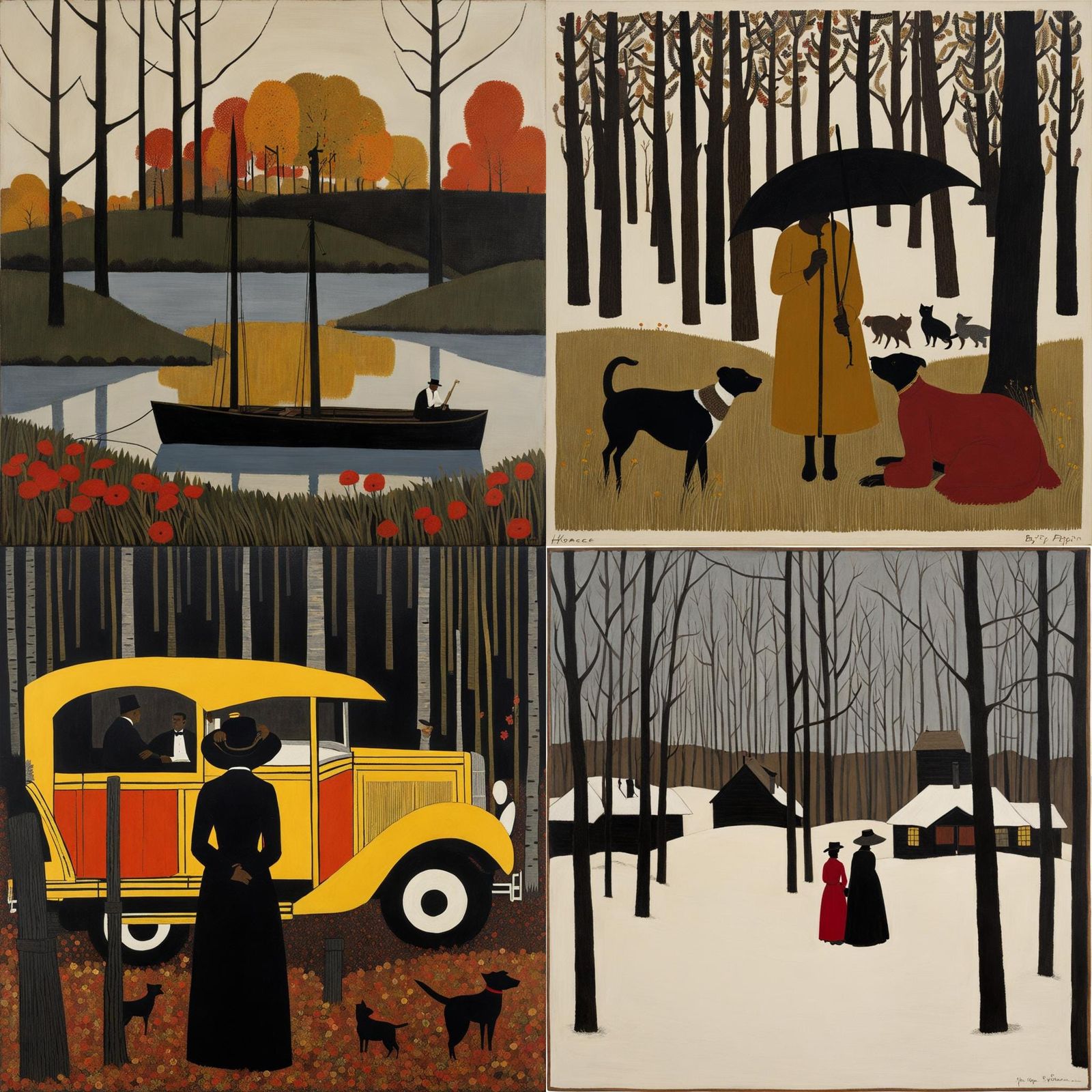 Naive Art Painting of Everyday Life