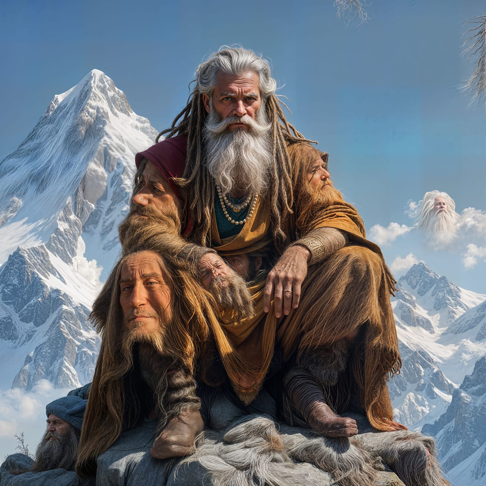 Magnificent Old Man with Dreadlocks and Beard