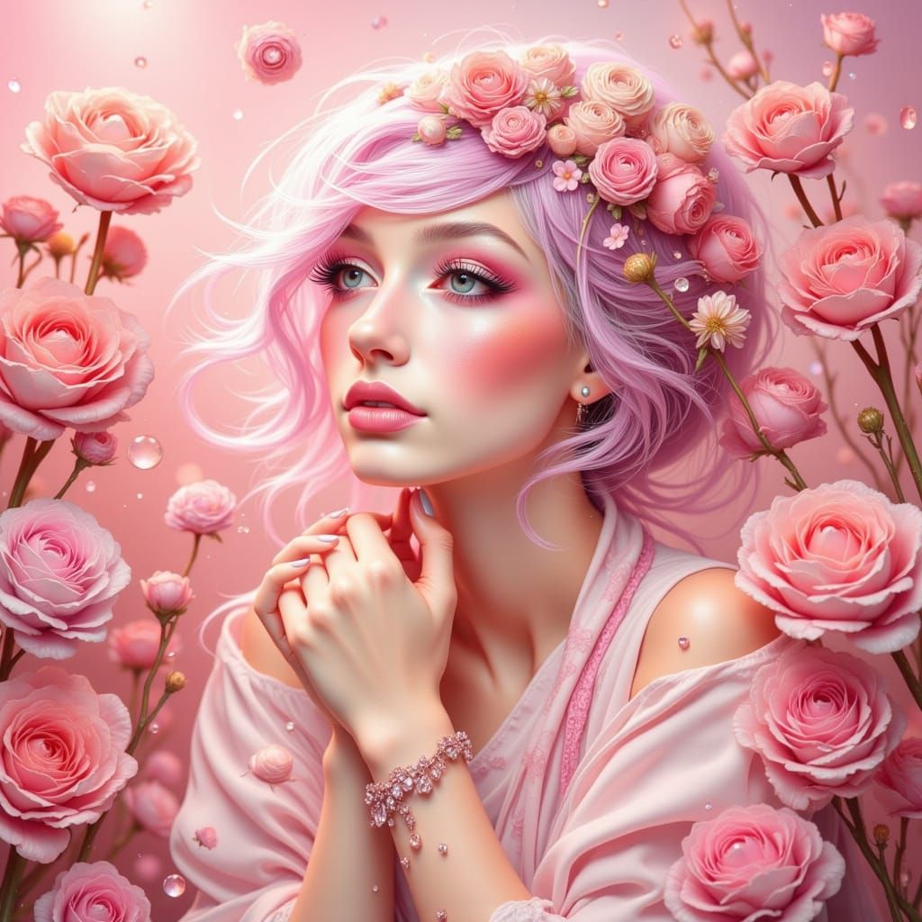 Whimsical Fae in Soft Pastel Hues, Dark Glitch Aesthetic