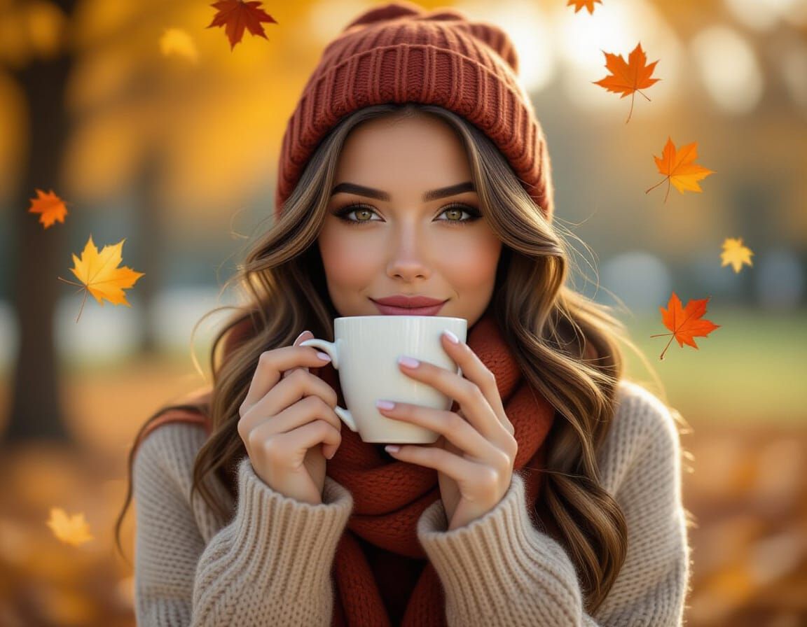 Autumn Coffee: Hyperrealistic Professional Photography