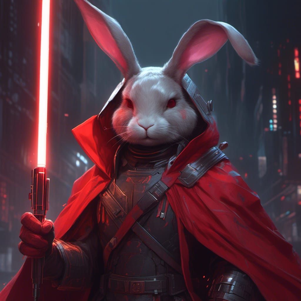 Colonel in Bunny Costume with Lightsaber, Digital Art