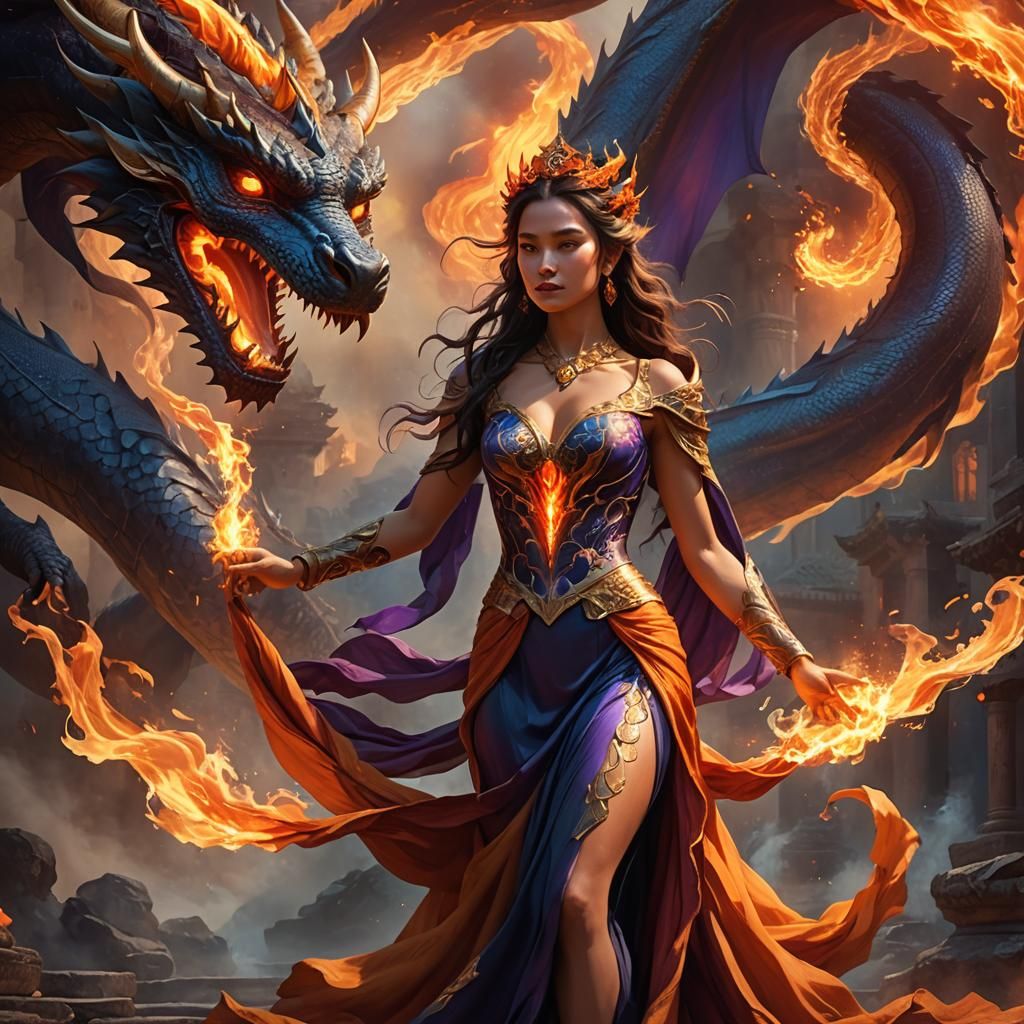 Dragon Fire Lady: Fantasy Concept Art