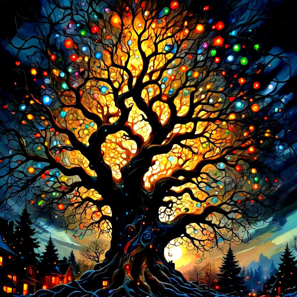 Hyperdetailed Christmas Tree with Volumetric Lighting