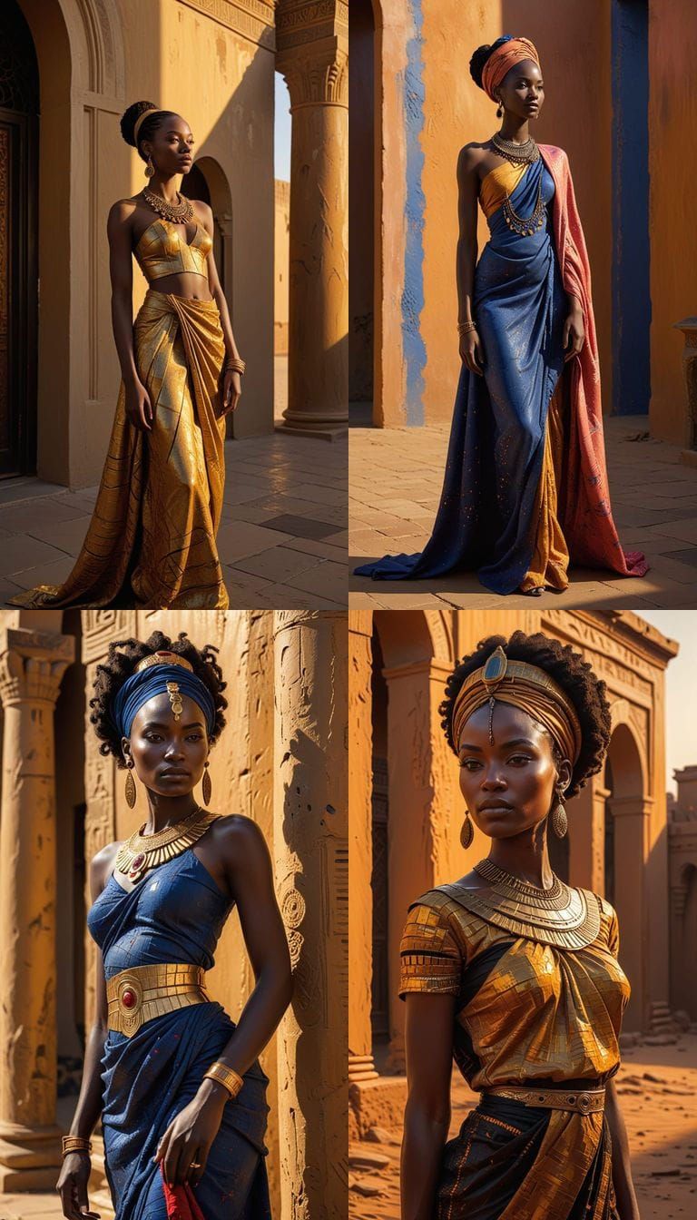 Confident Nubian Princess in Golden Hour