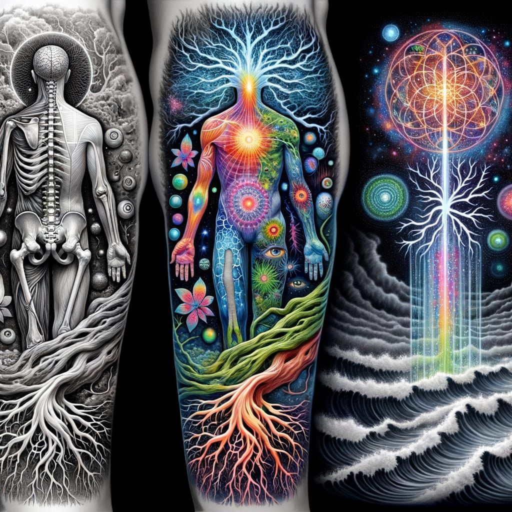Surreal Liberation Tattoo Concept in Cosmic Nature Style