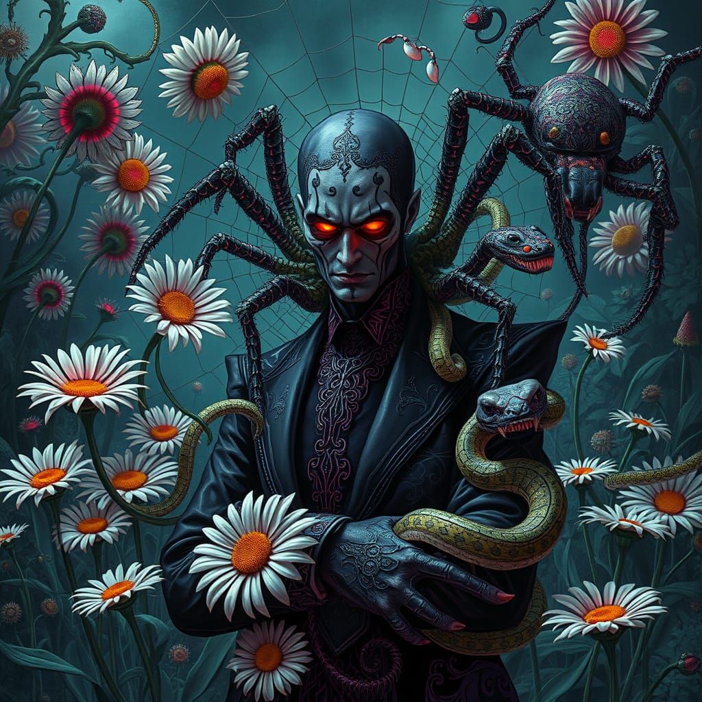 Dark Man in Surreal Goth Garden