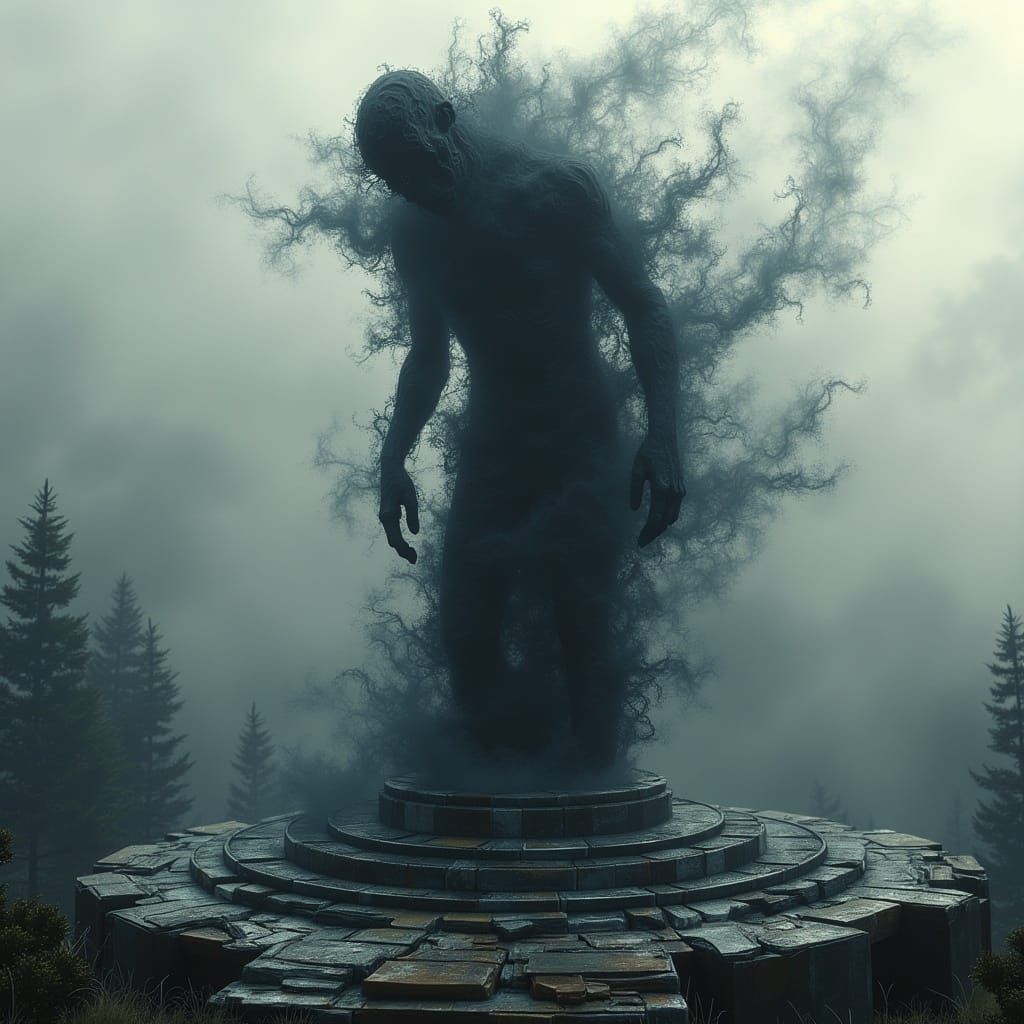 Dreamlike Humanoid Figure in Impasto Impressionism