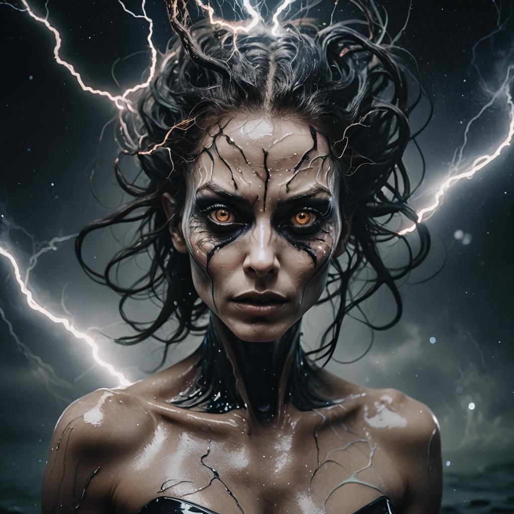 Sensual Alien Emerges from Black Hole