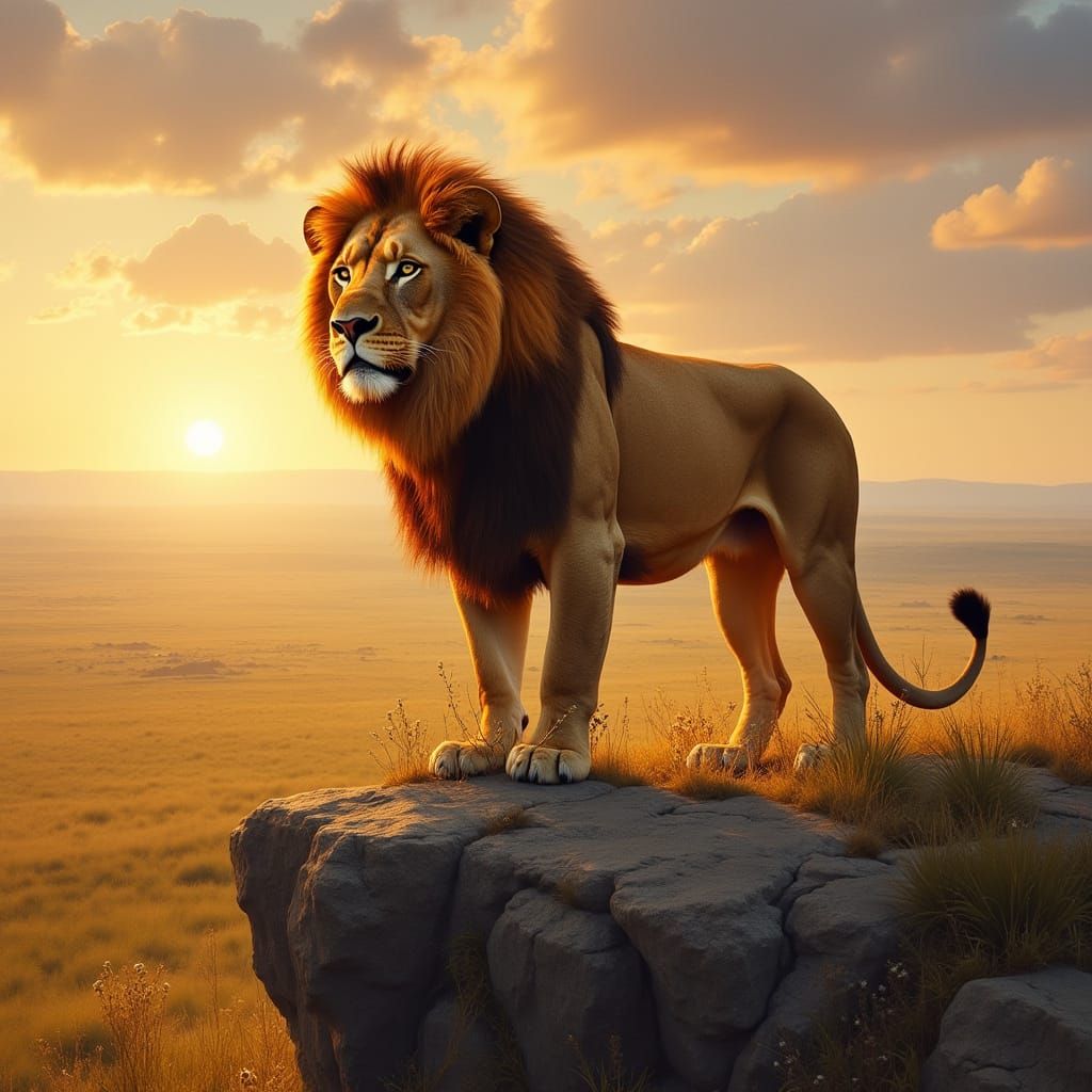 Regal Lion in Golden Light