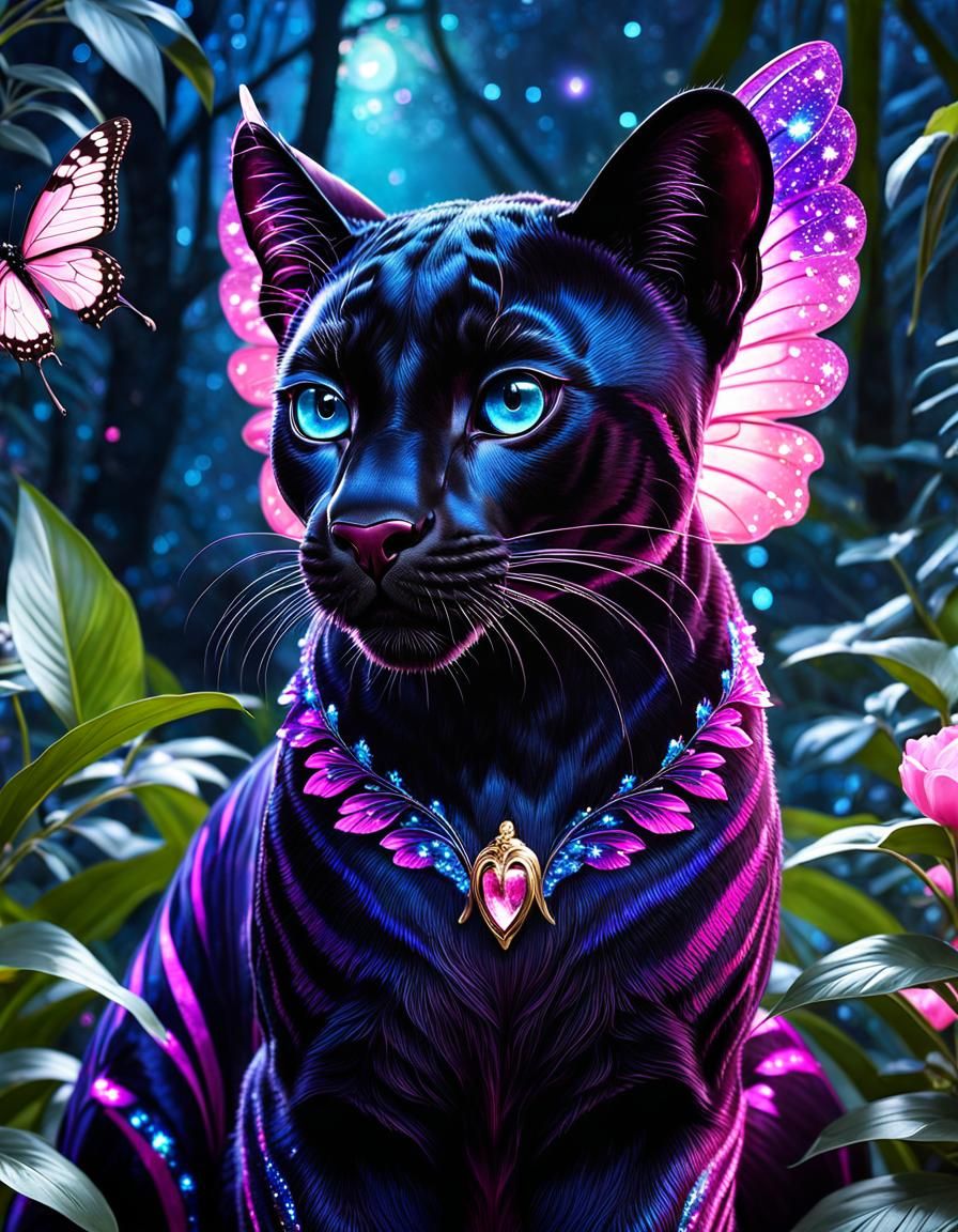 Fairy Panther in Enchanting Butterfly Jungle