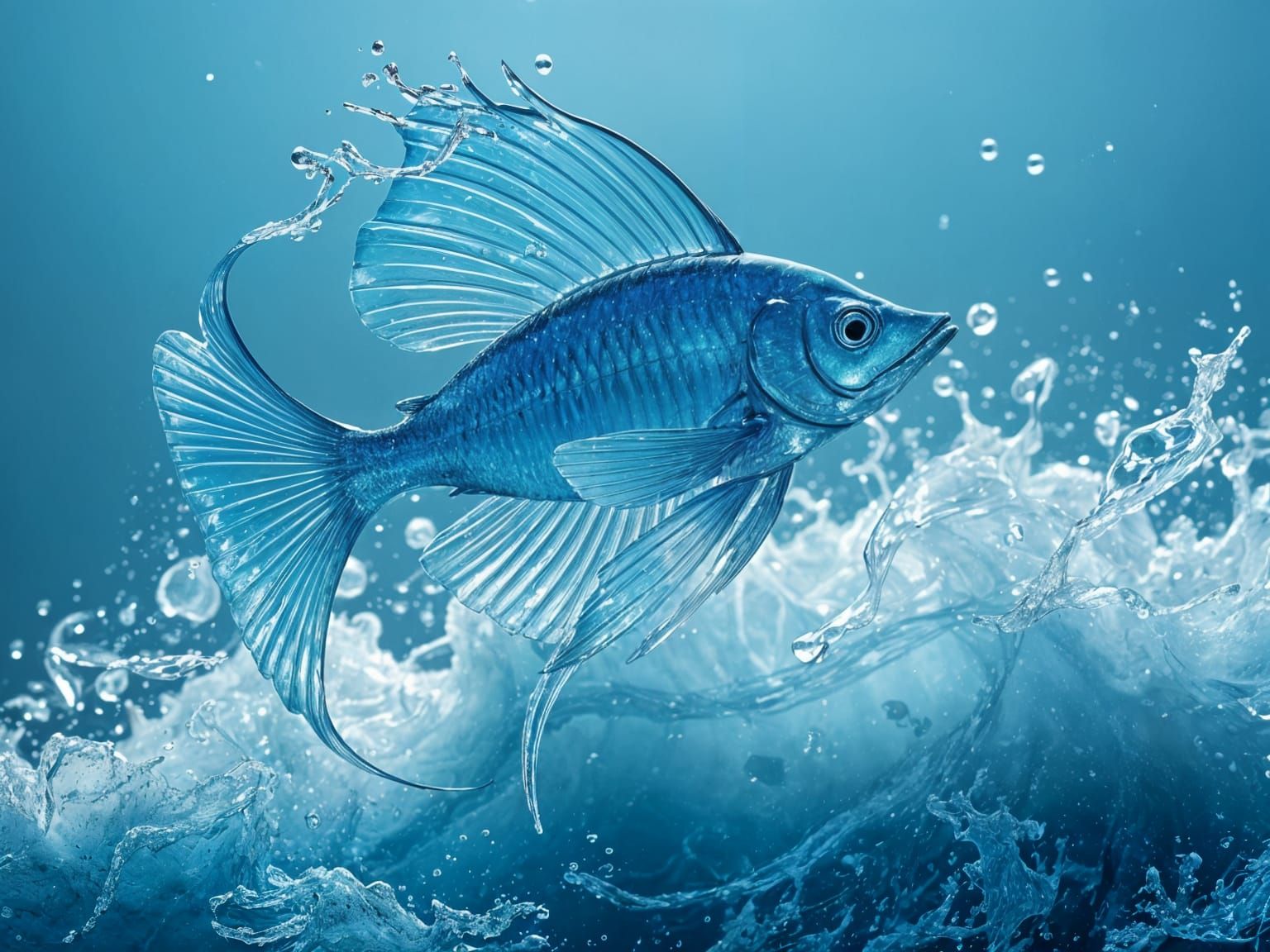 Crystal Water Tripod Fish Dancing in Ocean Waves