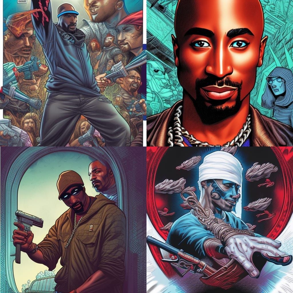 Tupac Portrait in Comic Book Art Style