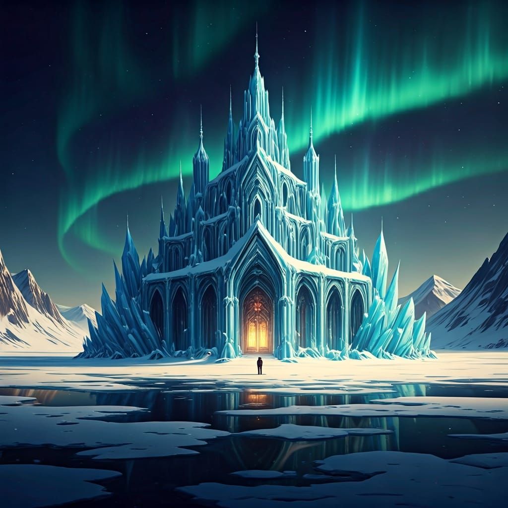 Crystal Palace on Frozen Lake, Digital Art
