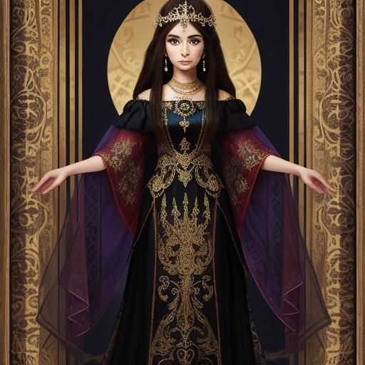 Mystical Brunette Goddess Portrait in Ethereal Style