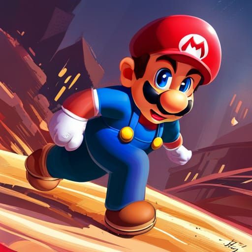 Hyperrealistic Super Mario Brothers Splash Art