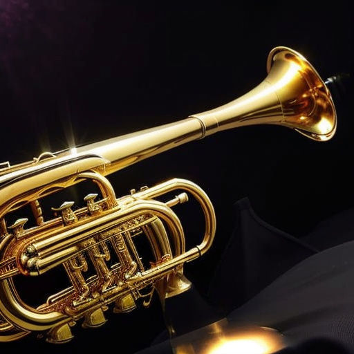 Black Trumpet Player with Brass Trumpet in Splash Art Style