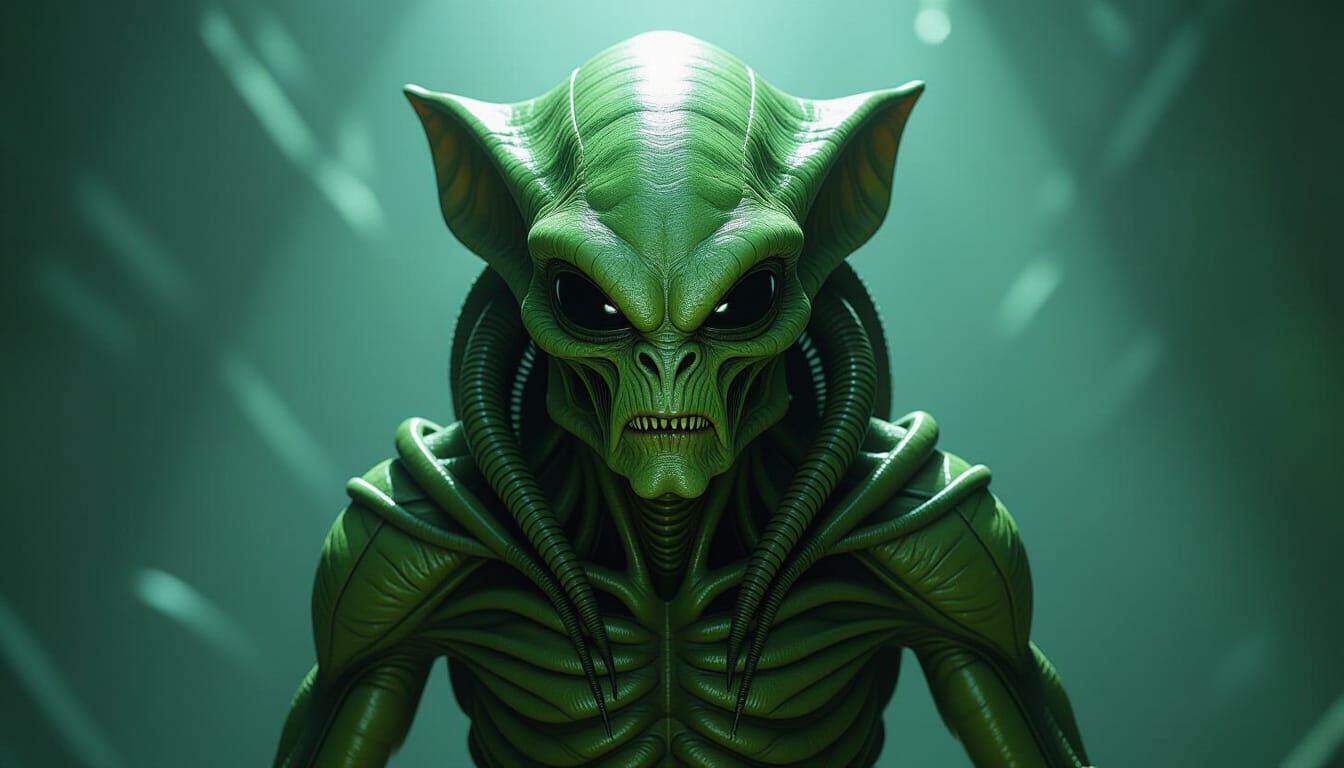 Hyperrealistic Alien Creature with Biomechanical Features