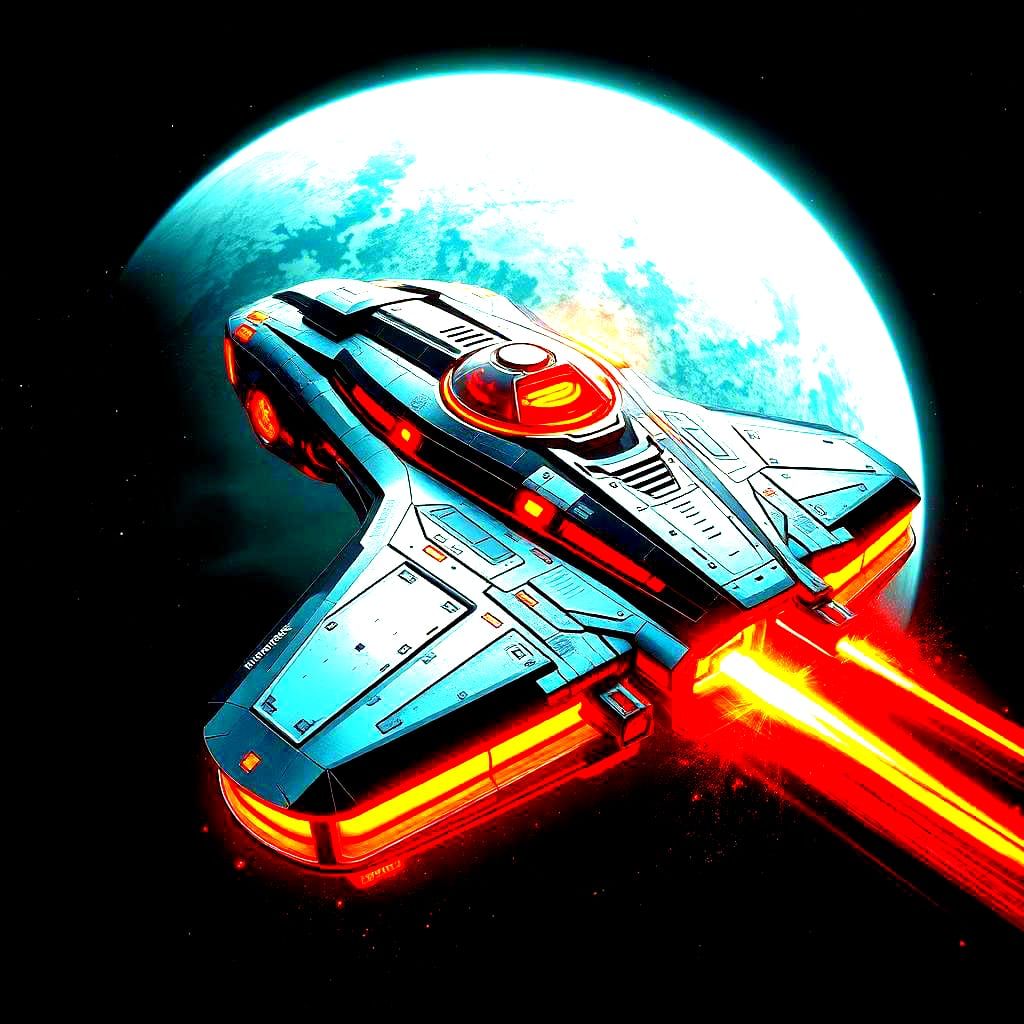 Spaceship Soaring Through the Cosmos