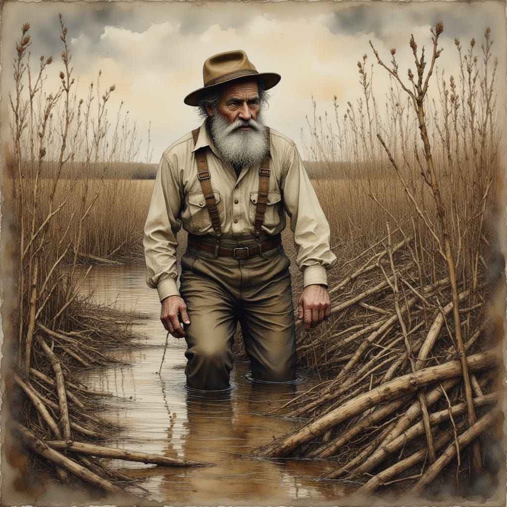 Flooded Farm Field in Realistic Style