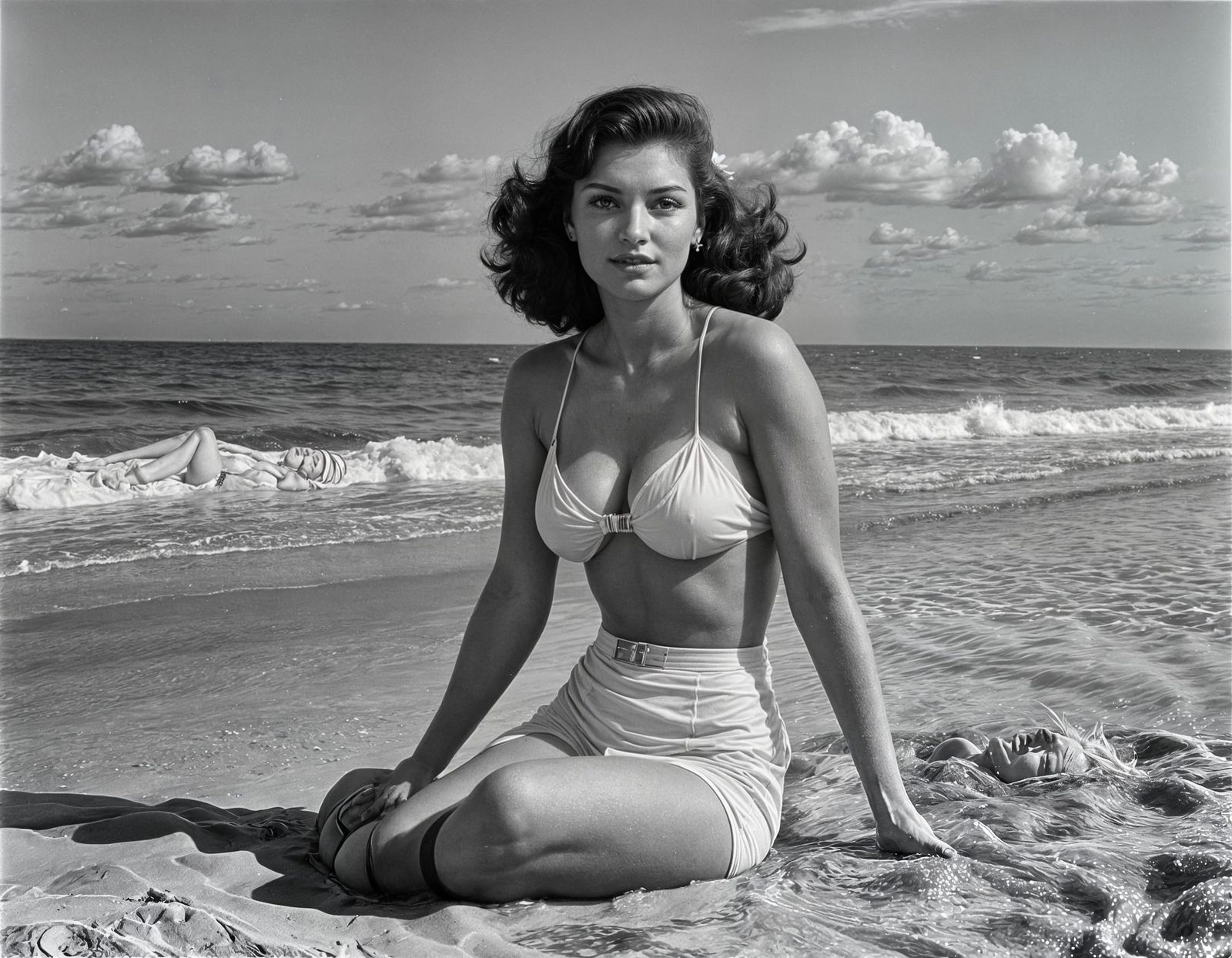 Classic Beach Glamour: Vintage Style Photograph