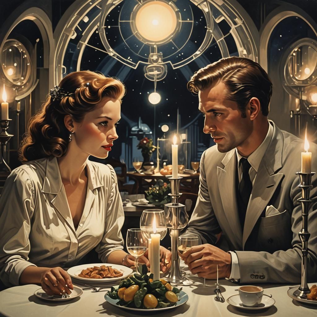 Romantic Retrofuturistic Dinner by Candlelight