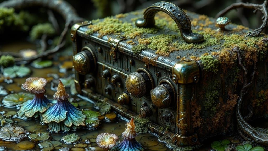 Mossy Amplifier in Bioluminescent Swamp