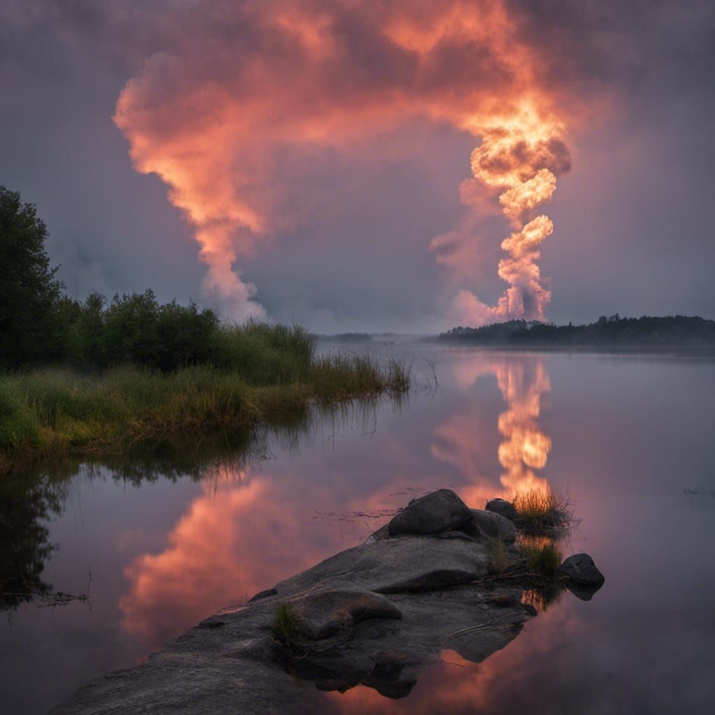 Fiery Sky Reflected: Smoke on the Water