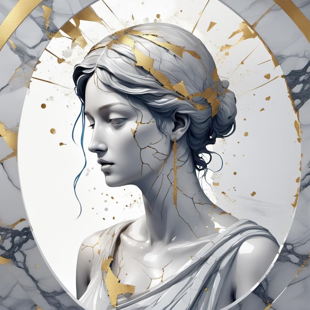 Shattered statue