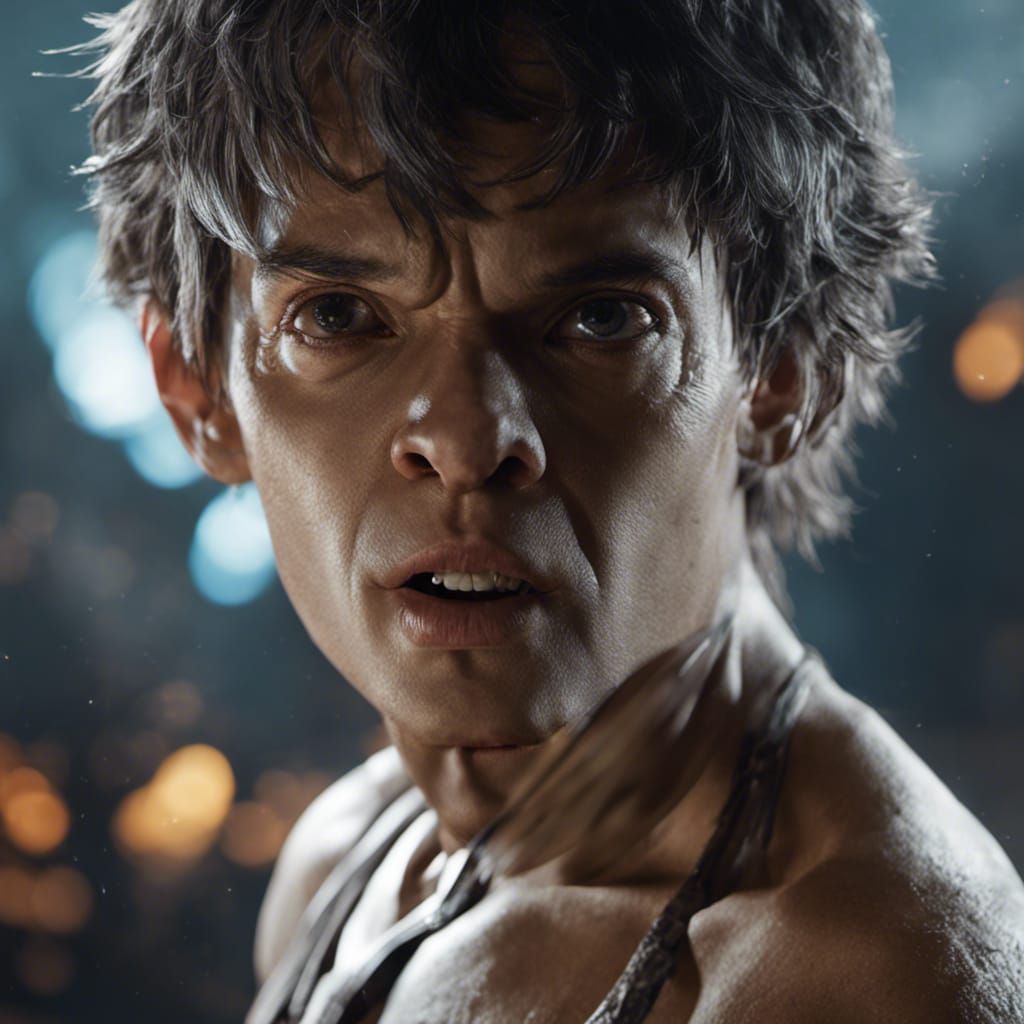 Handsome Gollum in Cosmic Explosion: 8K Concept Art