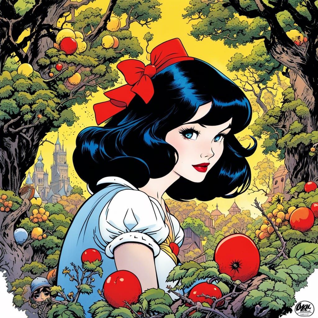 Snow White in Comic Book Splash Art Style